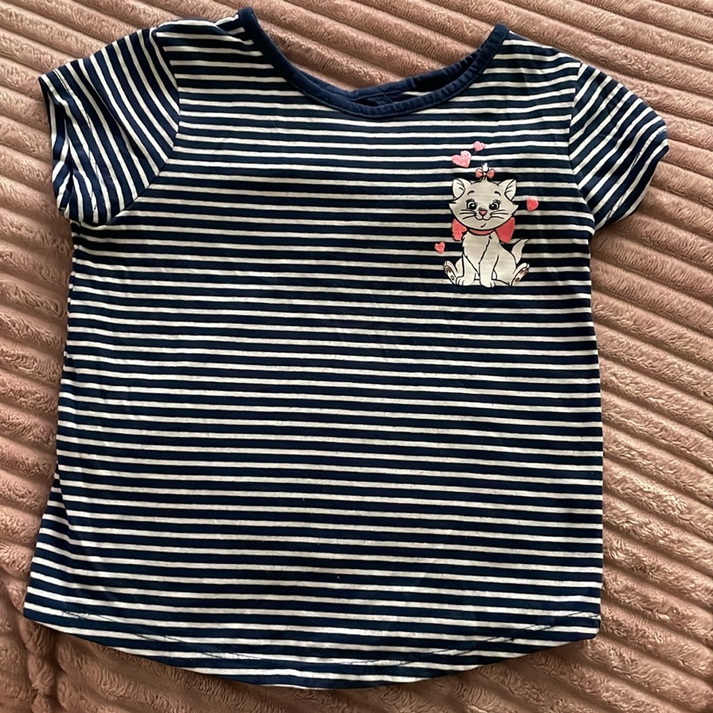 Navy blue and white striped Disney shirt. 5T Jumping Beans